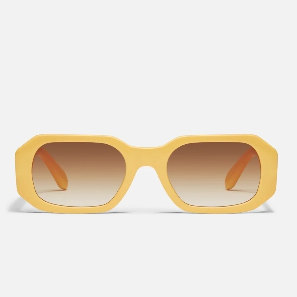 New Quay Hyped Up Sunflower Square Frame/Sepia Lens Retro Unisex Sunglasses NWT